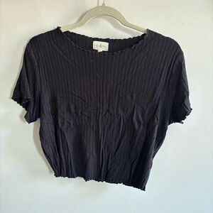 Lou & Grey Black Ribbed Crop Top